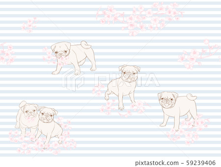 Seamless pattern with Pug dogs - Stock Illustration [59239406] - PIXTA
