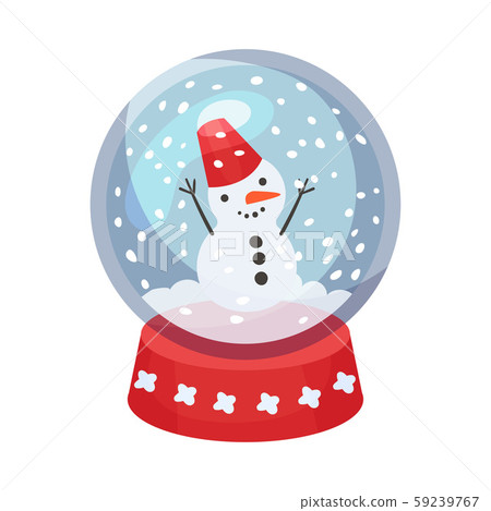 Glass ball with a snowman. Vector illustration... - Stock Illustration ...