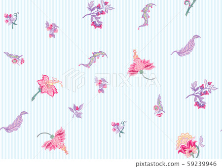 Pattern elements with stylized ornamental flowers Pattern elements with stylized ornamental flowers 59239946