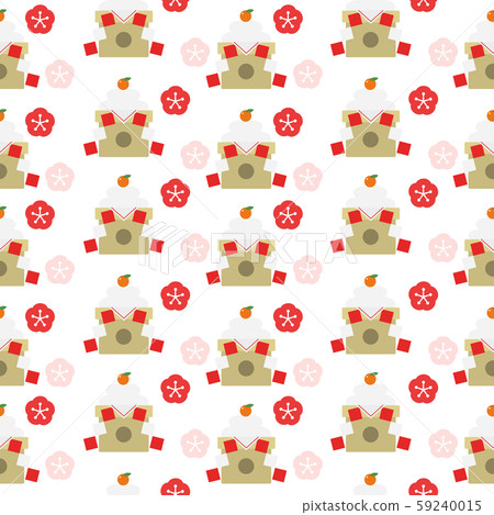 Kagami mochi seamless pattern plum blossom 59240015