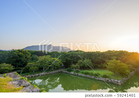 Yushiro castle in the evening [Yamaguchi Prefecture] 59241401