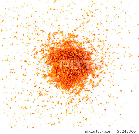 Pile of red paprika powder isolated on white Pile of red paprika powder isolated on white 59242360