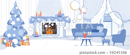 Home Interior Christmas Decorations Flat Vector Home Interior Christmas Decorations Flat Vector 59245386