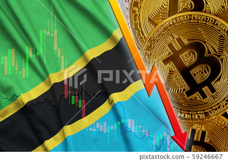 Tanzania flag and cryptocurrency falling trend Tanzania flag and cryptocurrency falling trend 59246667