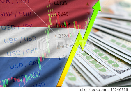 Netherlands flag and chart growing US dollar 59246716