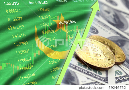 Mauritania flag and cryptocurrency growing trend 59246732