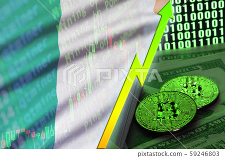 Ireland flag and cryptocurrency growing trend with 59246803
