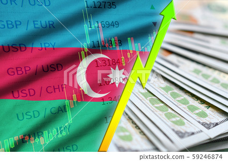Azerbaijan flag and chart growing US dollar 59246874