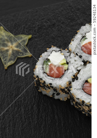 Sushi, rolls, fish dishes. Seafood delicacies Sushi, rolls, fish dishes. Seafood delicacies 59248134