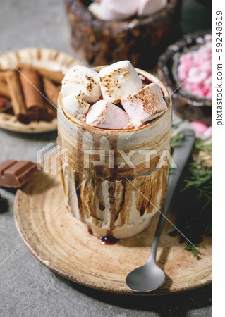 Hot chocolate with marshmallow 59248619