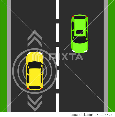 Autonomous car top view background. Digital Autonomous car top view background. Digital 59248698