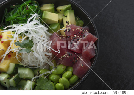 Sushi, rolls, fish dishes. Seafood delicacies 59248963