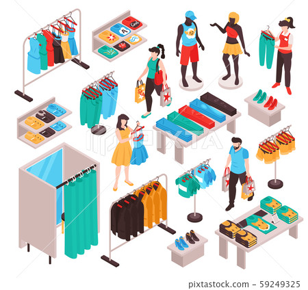 Clothing Store Isometric Set 59249325