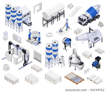 Cement Production Isometric Icons 59249762