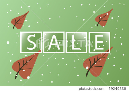 winter sale illustration with leaves and snow. Black friday sale banner, sticker modern design 59249886