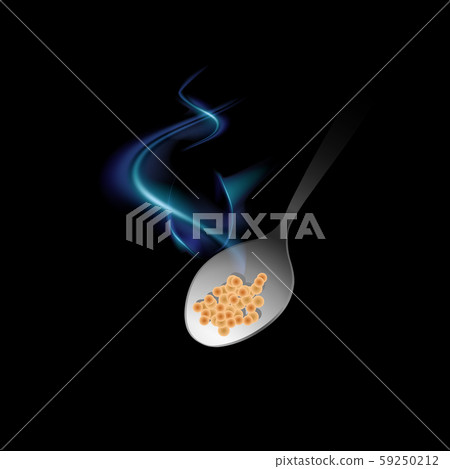 A spoon with steam emerges from darkness 59250212