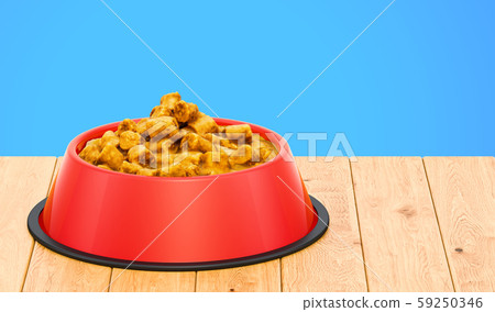 Wet dog food or cat in bowl, 3D rendering Stock Illustration