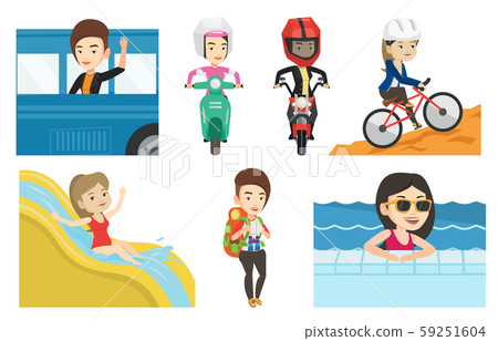 Transportation vector set with people traveling. 59251604