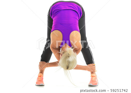 Sport caucasian woman do exercise isolated on white background Sport caucasian woman do exercise isolated on white background 59251742