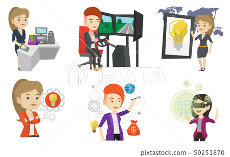 Vector set of people using modern technologies. Vector set of people using modern technologies. 59251870