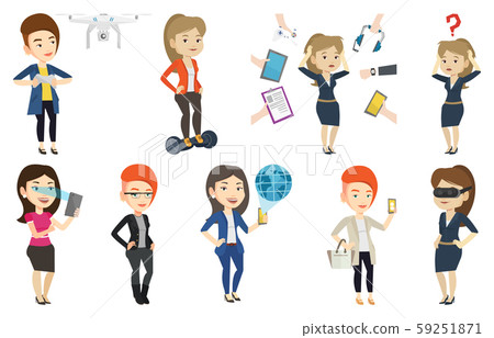 Vector set of people using modern technologies. Vector set of people using modern technologies. 59251871