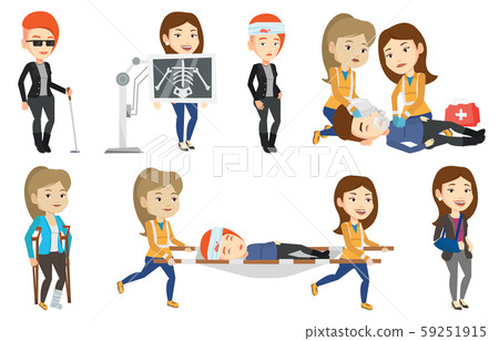 Vector set of doctor characters and patients. 59251915