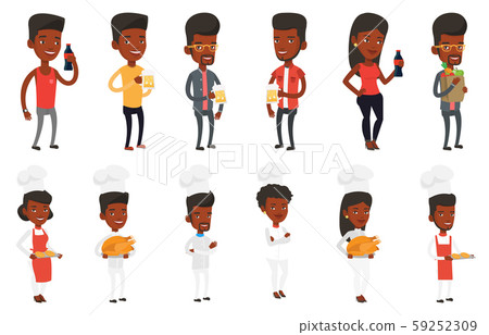 Vector set of people eating and drinking. 59252309