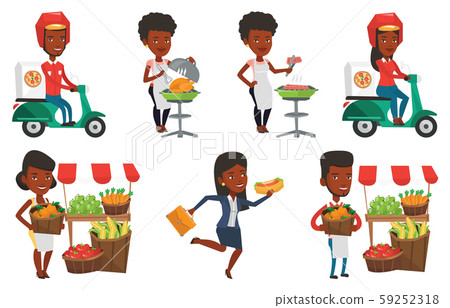 Vector set of people eating and drinking. 59252318