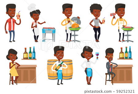 Vector set of people eating and drinking. Vector set of people eating and drinking. 59252321
