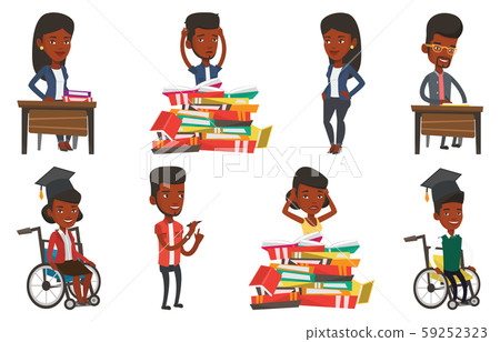 Vector set of student characters. 59252323