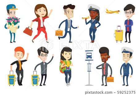 Vector set with people traveling. Vector set with people traveling. 59252375
