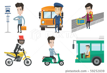 Transportation vector set with people traveling. Transportation vector set with people traveling. 59252839