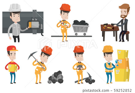 Vector set of industrial workers. 59252852