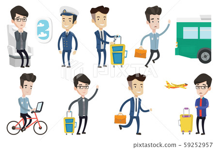 Transportation vector set with people traveling. Transportation vector set with people traveling. 59252957