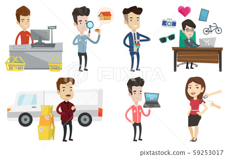Vector set of shopping people characters. Vector set of shopping people characters. 59253017