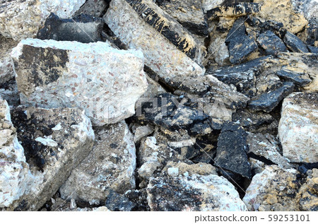Broken concrete slabs at construction site Broken concrete slabs at construction site 59253101