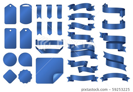 Blue ribbons. Wrapping silk ribbon banners and... - Stock Illustration ...