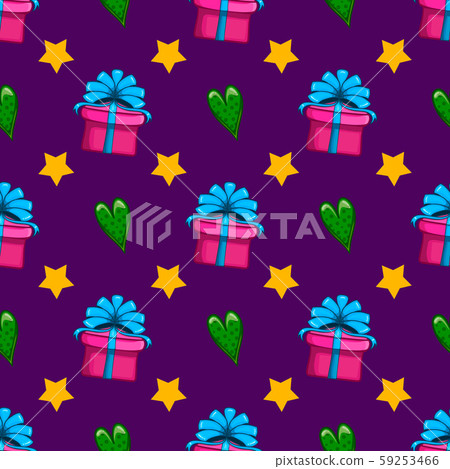 Seamless pattern with gift box and heart - Stock Illustration [59253466 ...