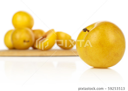 Fresh yellow plum isolated on white Fresh yellow plum isolated on white 59253513