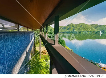 shining view on Italian lake 59254935