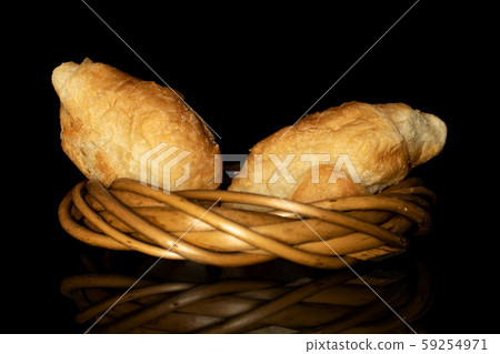 Fresh mini croissant isolated on black glass 59254971