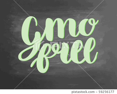 Eco GMO free chalkboard blackboard lettering writing handwritten text, chalk on a blackboard 59256177