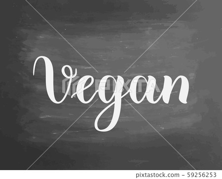 vegan chalkboard blackboard text writing handwritten text, chalk on a blackboard, illustration. Logo vegan chalkboard blackboard text writing handwritten text, chalk on a blackboard, illustration. Logo 59256253