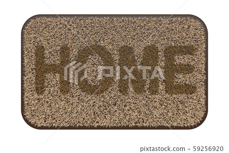 Brown coir doormat with text HOME 3D 59256920
