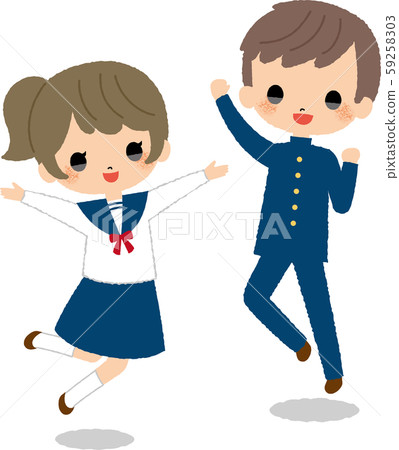 Jump student uniform kids boys girls - Stock Illustration [59258303 ...