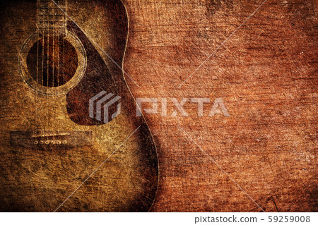 Guitar on wooden background vintage Guitar on wooden background vintage 59259008