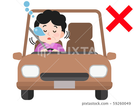 Traffic violation while driving drowsy woman illustration 59260049