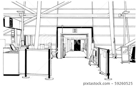 Cartoon-style pen drawing illustration airport - Stock Illustration  [59260525] - PIXTA