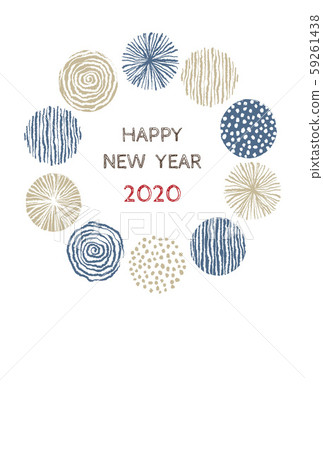 2020年帶有斯堪的納維亞手寫圖案的新年賀卡 59261438