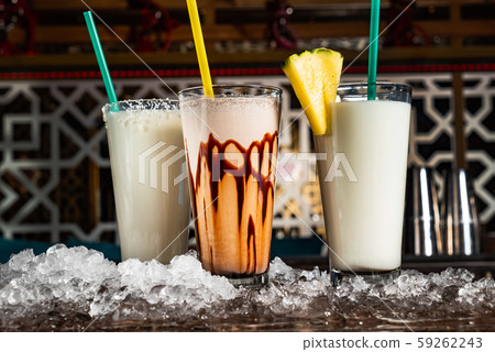 milk cocktails on the ice 59262243